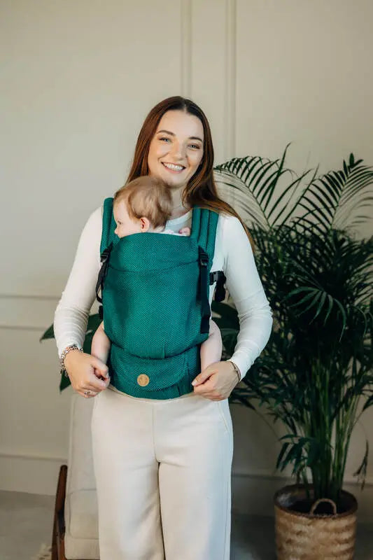 My First Baby Carrier - LennyLight, herringbone weave 100% cotton - EMERALD - Woven Baby Standard   lenny_light    #