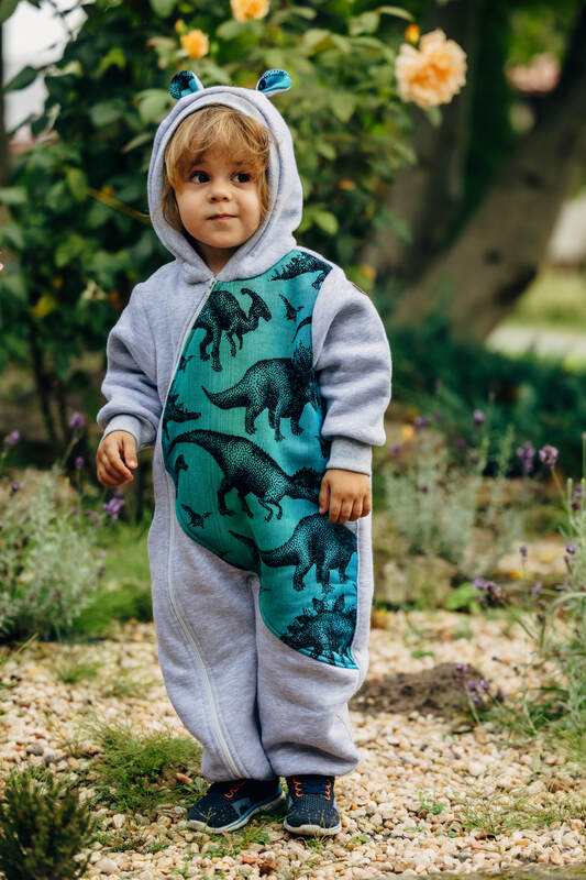 Jumpsuit for a child- Gray melange & Jurassic