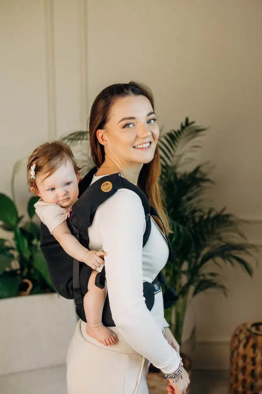 Drool Pads & Reach Straps Set, (60% cotton, 40% polyester) - LITTLE HERRINGBONE EBONY BLACK - Woven Baby    drool_pad    #