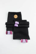 Drool Pads & Reach Straps Set, (60% cotton, 40% polyester) - LITTLE HERRINGBONE EBONY BLACK