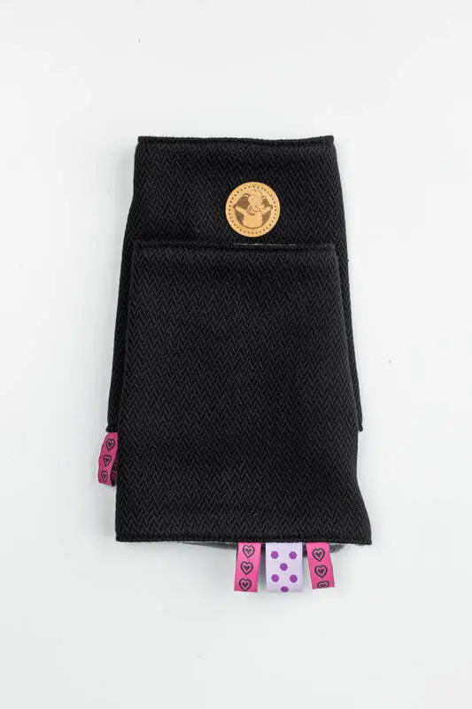 Drool Pads & Reach Straps Set, (60% cotton, 40% polyester) - LITTLE HERRINGBONE EBONY BLACK - Woven Baby Title - Default Title   drool_pad    #