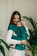 My First Baby Carrier - LennyHybrid Half Buckle, herringbone weave 100% cotton - EMERALD