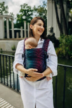 LennyLight Carrier, jacquard weave (60% cotton, 28% merino wool, 8% silk, 4% cashmere) - PEACOCK'S TAIL - BLACK OPAL - Woven Baby Standard   lenny_light    #