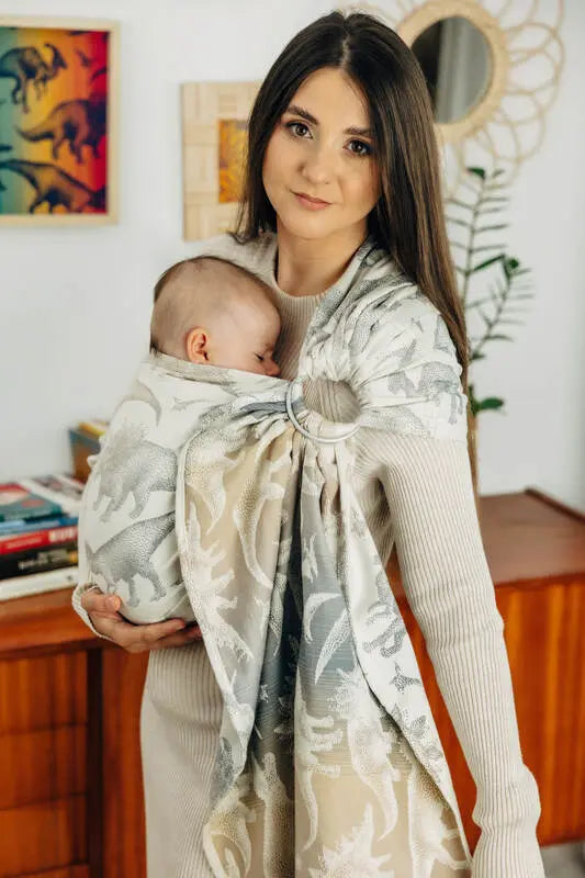 Ring Sling, Jacquard Weave (100% cotton) - with gathered shoulder - JURASSIC  - ICE DESERT - standard 1.8m - Woven Baby Title - Default Title   ring_slings    #