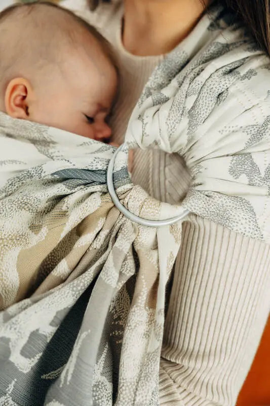Ring Sling, Jacquard Weave (100% cotton) - with gathered shoulder - JURASSIC  - ICE DESERT - standard 1.8m - Woven Baby Title - Default Title   ring_slings    #