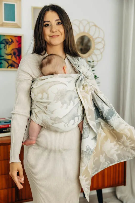 Ring Sling, Jacquard Weave (100% cotton) - with gathered shoulder - JURASSIC  - ICE DESERT - standard 1.8m - Woven Baby    ring_slings    #