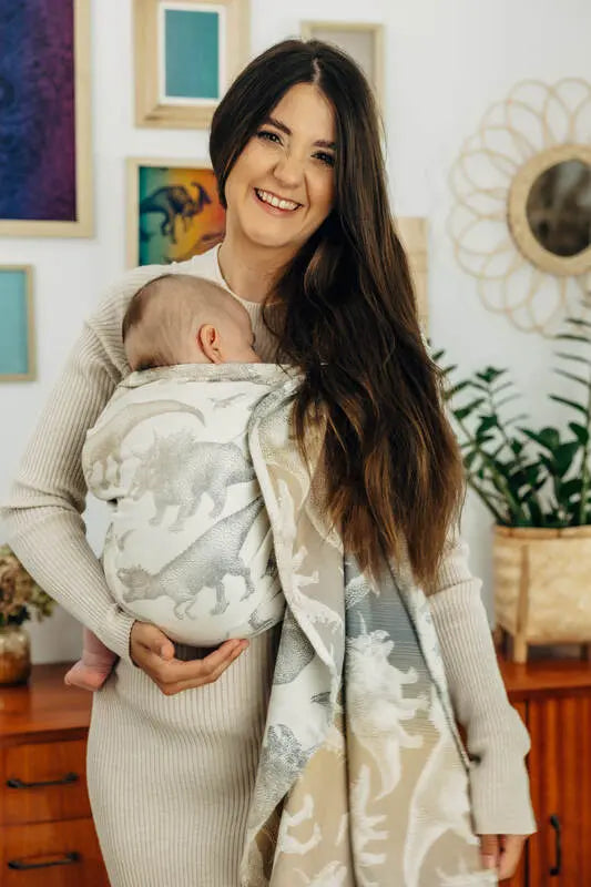 Ring Sling, Jacquard Weave (100% cotton) - with gathered shoulder - JURASSIC - ICE DESERT - standard 1.8m (grade B) - Woven Baby    ring_slings    #