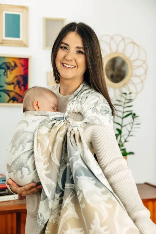 Ring Sling, Jacquard Weave (100% cotton) - with gathered shoulder - JURASSIC  - ICE DESERT - standard 1.8m - Woven Baby    ring_slings    #