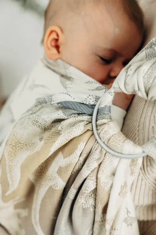 Ring Sling, Jacquard Weave (100% cotton) - with gathered shoulder - JURASSIC - ICE DESERT - standard 1.8m (grade B) - Woven Baby    ring_slings    #