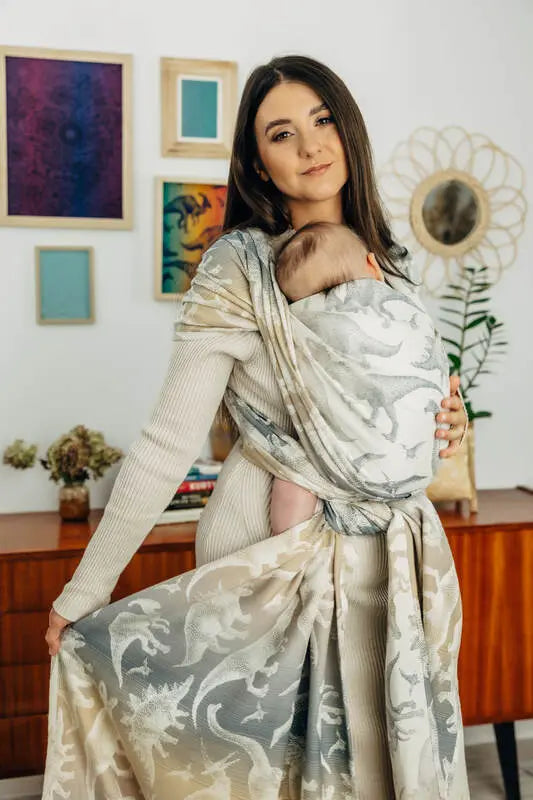 Baby Wrap, Jacquard Weave (100% cotton) - JURASSIC - ICE DESERT - Woven Baby XS - 4   long_woven_wraps    #