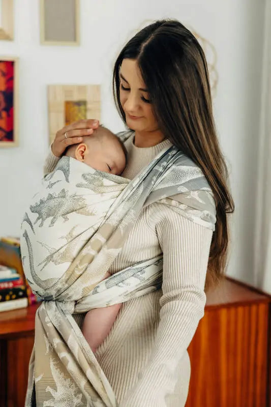 Baby Wrap, Jacquard Weave (100% cotton) - JURASSIC - ICE DESERT - Woven Baby XS - 4   long_woven_wraps    #