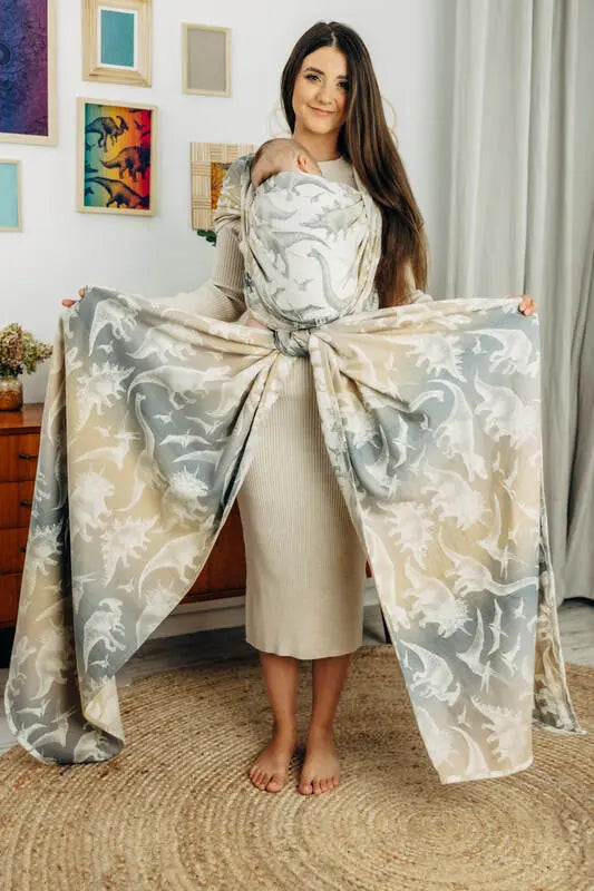 Baby Wrap, Jacquard Weave (100% cotton) - JURASSIC - ICE DESERT - Woven Baby XS - 4   long_woven_wraps    #