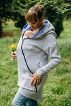Asymmetrical Hoodie - Grey Melange with Peacock's Tail Fantasy - Woven Baby S   asymmetrical_hoodies    #