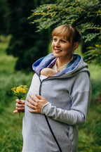 Asymmetrical Hoodie - Grey Melange with Peacock's Tail Fantasy - Woven Baby S   asymmetrical_hoodies    #