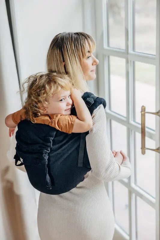 Lenny Buckle Onbuhimo PRO baby carrier, jacquard weave (59% cotton, 41% merino wool) - PEACOCK'S TAIL - PITCH BLACK - Woven Baby Size - Preschool-Size - Standard-Size - Toddler   buckle_onbu_pro_carriers    #