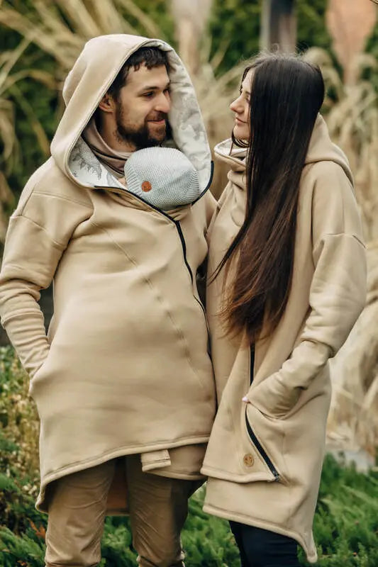 Asymmetrical Hoodie - Beige with Jurassic - Ice Desert - Woven Baby Size - L-Size - Xxs   asymmetrical_hoodies    #