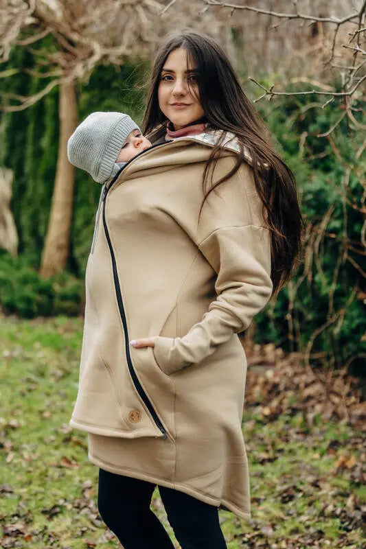 Asymmetrical Hoodie - Beige with Jurassic - Ice Desert - Woven Baby Size - L-Size - Xxs   asymmetrical_hoodies    #