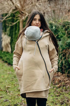 Asymmetrical Hoodie - Beige with Jurassic - Ice Desert - Woven Baby Size - L-Size - Xxs   asymmetrical_hoodies    #