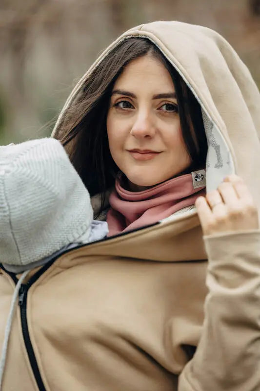 Asymmetrical Hoodie - Beige with Jurassic - Ice Desert - Woven Baby Size - L-Size - Xxs   asymmetrical_hoodies    #