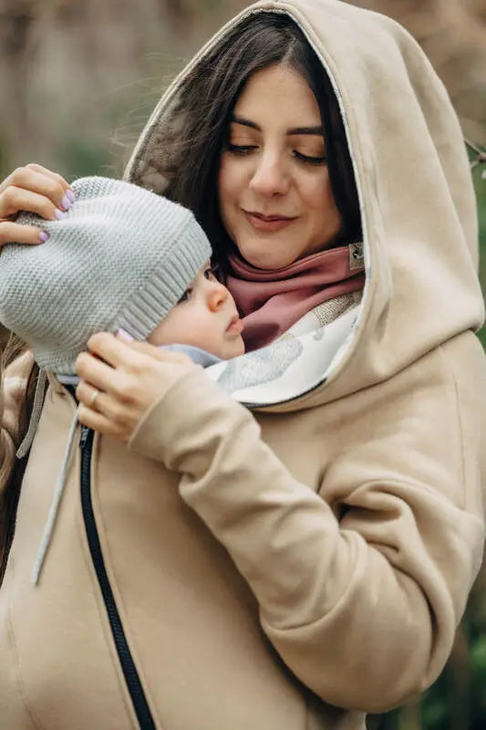 Asymmetrical Hoodie - Beige with Jurassic - Ice Desert - Woven Baby Size - L-Size - Xxs   asymmetrical_hoodies    #
