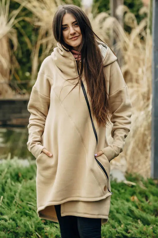 Asymmetrical Hoodie - Beige with Jurassic - Ice Desert - Woven Baby Size - L-Size - Xxs   asymmetrical_hoodies    #