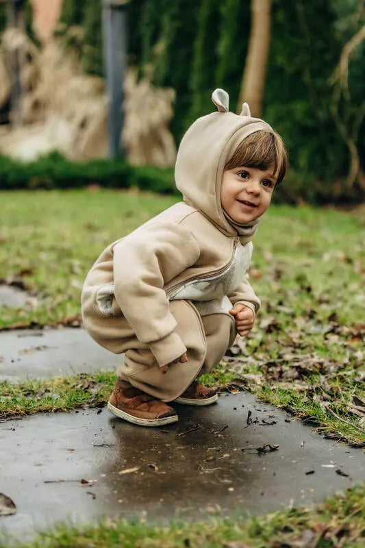 Jumpsuit for a child- Beige & Jurassic - Ice Desert - Woven Baby Size - 116-Size - 62   bear_romper    #