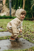 Jumpsuit for a child- Beige & Jurassic - Ice Desert - Woven Baby 62   bear_romper    #