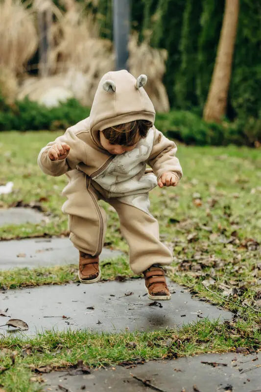 Jumpsuit for a child- Beige & Jurassic - Ice Desert - Woven Baby 62   bear_romper    #