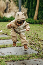 Jumpsuit for a child- Beige & Jurassic - Ice Desert - Woven Baby 62   bear_romper    #