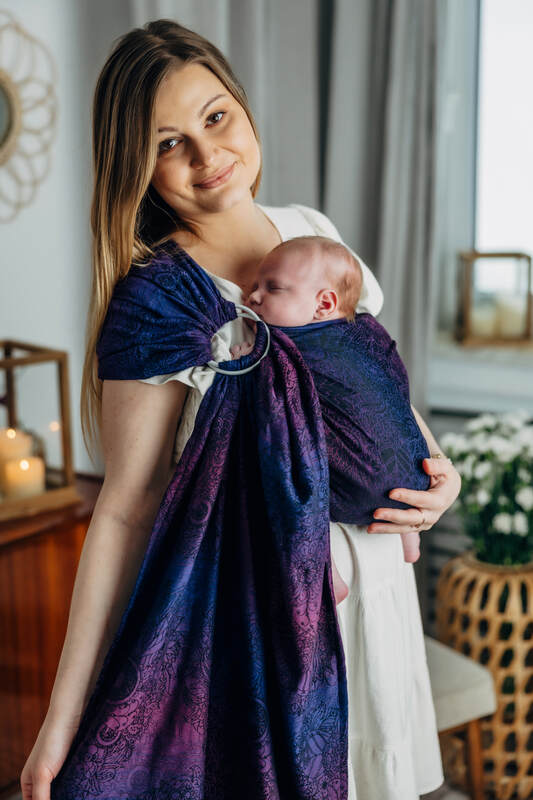 Ring Sling, Jacquard Weave (100% cotton), with gathered shoulder - WILD WINE - BOUQUET - standard 1.8m - Woven Baby Title - Default Title   ring_slings    #