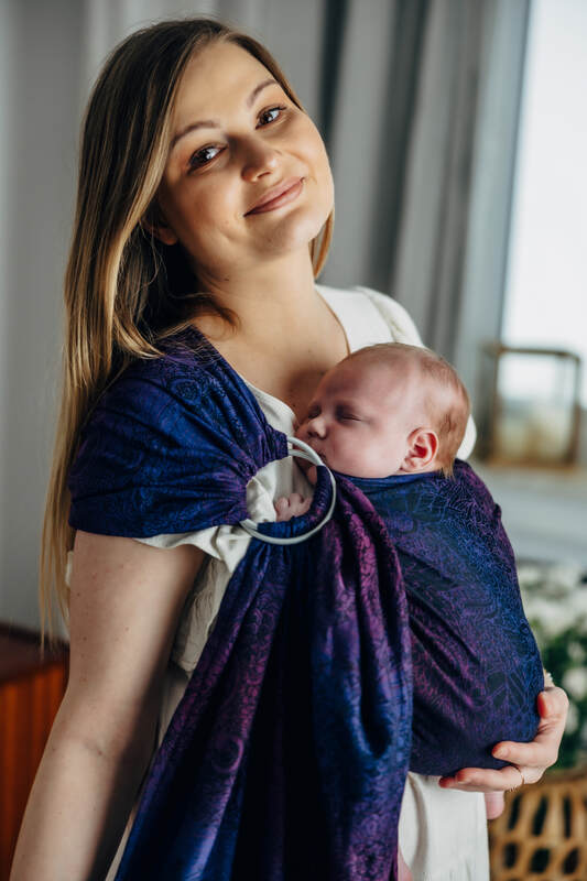 Ring Sling, Jacquard Weave (100% cotton), with gathered shoulder - WILD WINE - BOUQUET - standard 1.8m - Woven Baby Title - Default Title   ring_slings    #