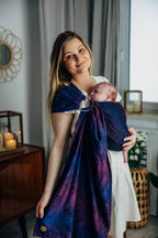 Ring Sling, Jacquard Weave (100% cotton), with gathered shoulder - WILD WINE - BOUQUET - standard 1.8m - Woven Baby    ring_slings    #