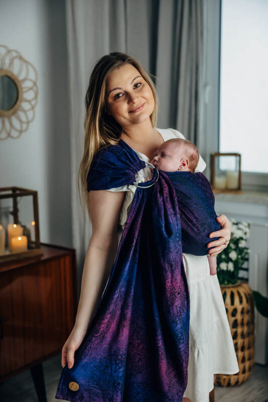 Ring Sling, Jacquard Weave (100% cotton), with gathered shoulder - WILD WINE - BOUQUET - standard 1.8m - Woven Baby Title - Default Title   ring_slings    #