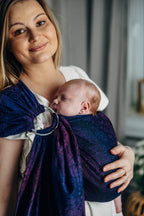 Ring Sling, Jacquard Weave (100% cotton), with gathered shoulder - WILD WINE - BOUQUET - standard 1.8m - Woven Baby    ring_slings    #