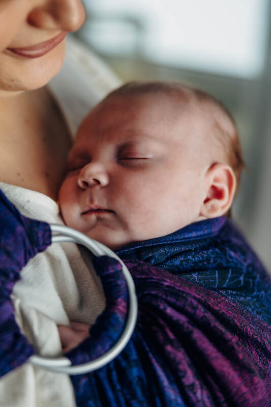Ring Sling, Jacquard Weave (100% cotton), with gathered shoulder - WILD WINE - BOUQUET - standard 1.8m - Woven Baby Title - Default Title   ring_slings    #