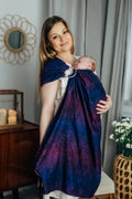 Ring Sling, Jacquard Weave (100% cotton), with gathered shoulder - WILD WINE - BOUQUET - standard 1.8m