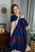 Ring Sling, Jacquard Weave (100% cotton), with gathered shoulder - WILD WINE - BOUQUET - standard 1.8m - Woven Baby    ring_slings    #