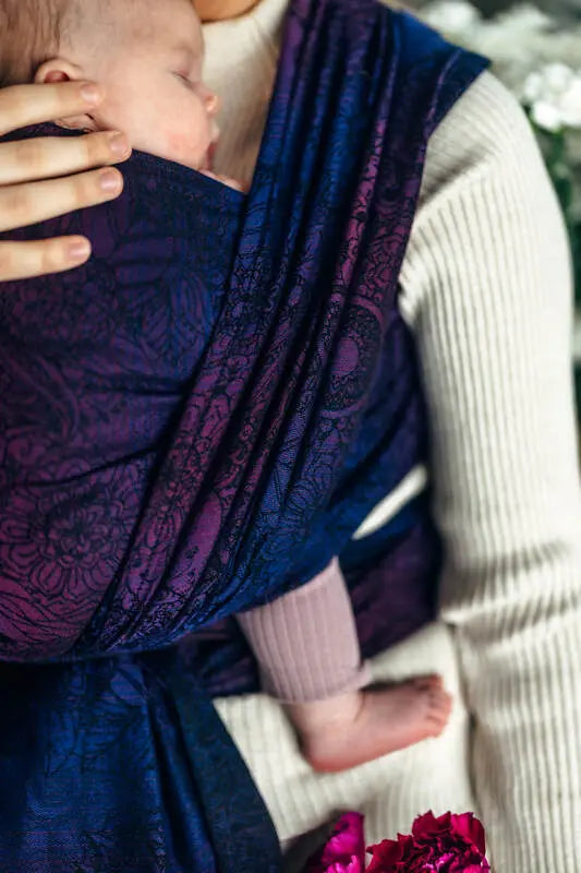 Baby Wrap, Jacquard Weave (100% cotton) - WILD WINE - BOUQUET - Woven Baby Size - L-Size - M-Size - S-Size - XL-Size - XS   long_woven_wraps    #