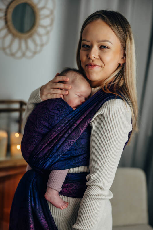 Baby Wrap, Jacquard Weave (100% cotton) - WILD WINE - BOUQUET (grade B) - Woven Baby M - 6   long_woven_wraps    #