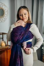 Baby Wrap, Jacquard Weave (100% cotton) - WILD WINE - BOUQUET - Woven Baby XS - 4   long_woven_wraps    #