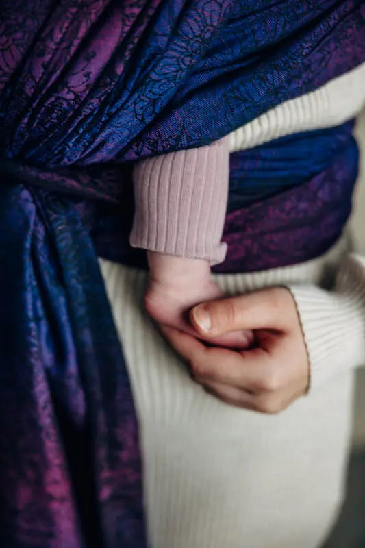 Baby Wrap, Jacquard Weave (100% cotton) - WILD WINE - BOUQUET - Woven Baby XS - 4   long_woven_wraps    #