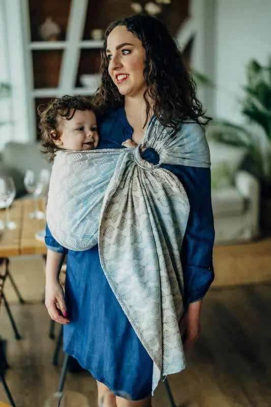 Ring Sling, Jacquard Weave (100% cotton), with gathered shoulder - PETALS - RESTFUL - standard 1.8m - Woven Baby    ring_slings    #