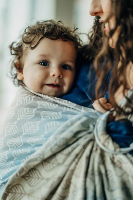 Ring Sling, Jacquard Weave (100% cotton), with gathered shoulder - PETALS - RESTFUL - standard 1.8m - Woven Baby    ring_slings    #