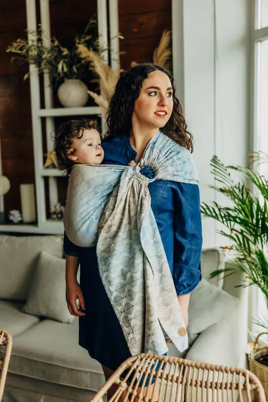 Ring Sling, Jacquard Weave (100% cotton), with gathered shoulder - PETALS - RESTFUL - standard 1.8m - Woven Baby    ring_slings    #