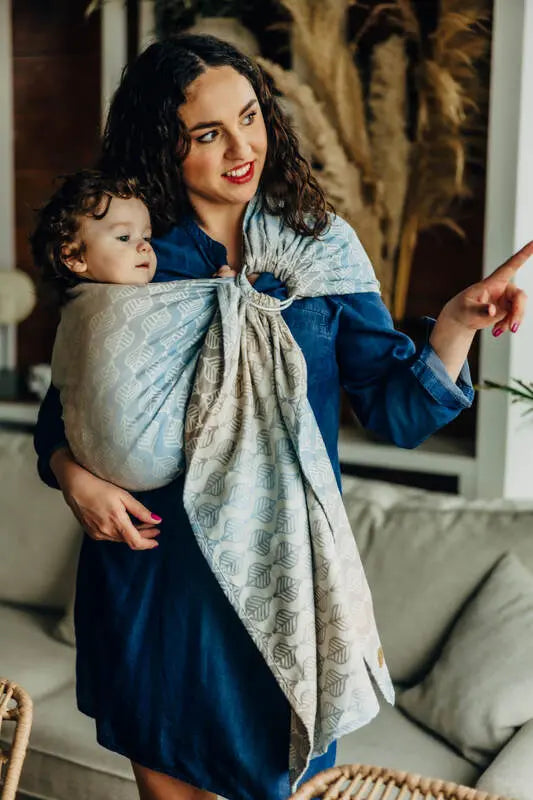 Ring Sling, Jacquard Weave (100% cotton), with gathered shoulder - PETALS - RESTFUL - standard 1.8m - Woven Baby    ring_slings    #