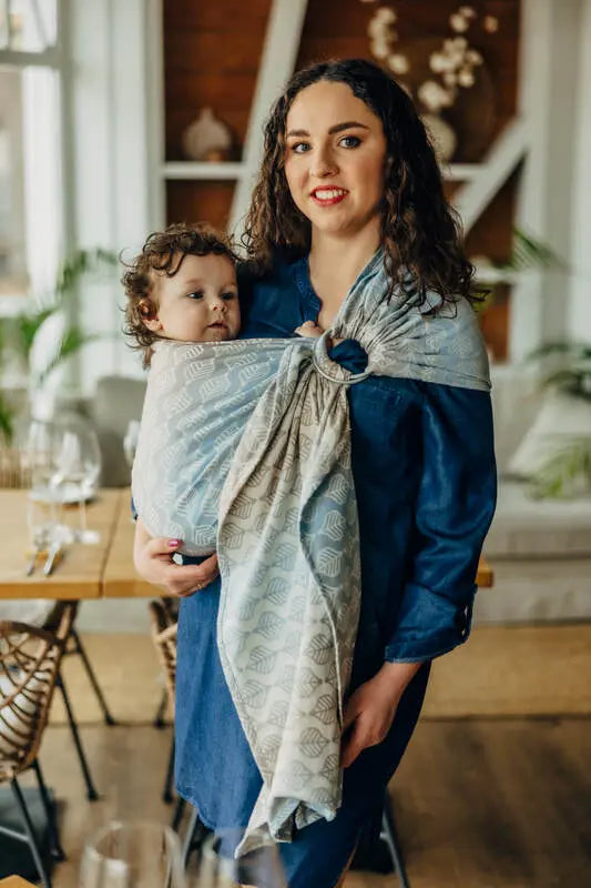 Ring Sling, Jacquard Weave (100% cotton), with gathered shoulder - PETALS - RESTFUL - standard 1.8m - Woven Baby    ring_slings    #
