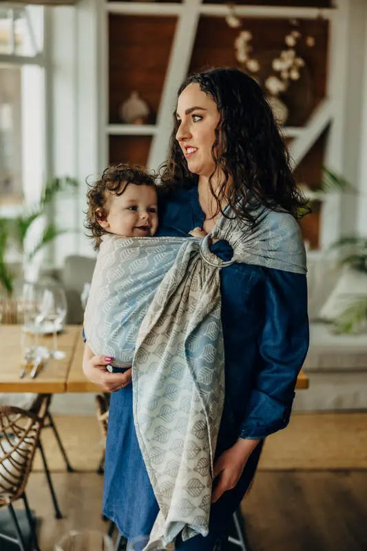 Ring Sling, Jacquard Weave (100% cotton), with gathered shoulder - PETALS - RESTFUL - standard 1.8m - Woven Baby    ring_slings    #
