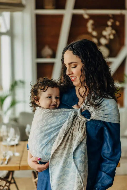 Ring Sling, Jacquard Weave (100% cotton), with gathered shoulder - PETALS - RESTFUL - standard 1.8m - Woven Baby    ring_slings    #