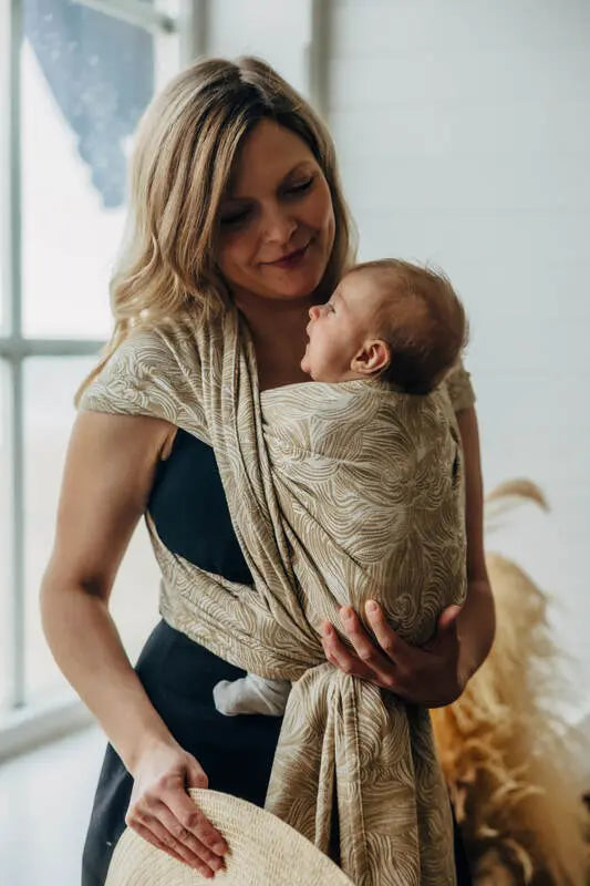 Baby Wrap, Jacquard Weave (100% cotton) - RAPUNZEL - AURATUM - Woven Baby Size - XS   long_woven_wraps    #