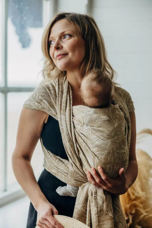 Baby Wrap, Jacquard Weave (100% cotton) - RAPUNZEL - AURATUM - Woven Baby Size - XS   long_woven_wraps    #